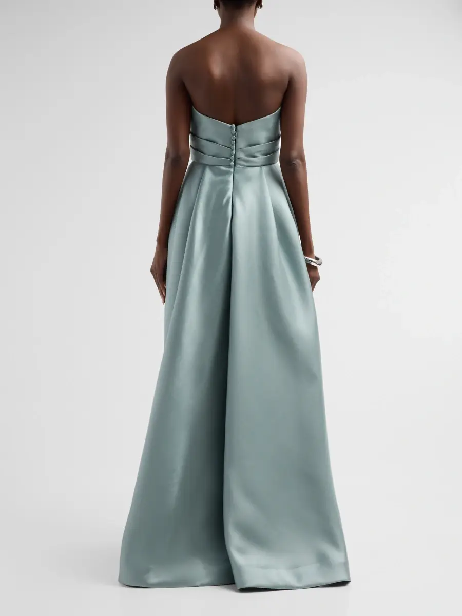Amsale Women's Mikado Draped Column Gown | Thumbnail 3 Amsale Women's Mikado Draped Column Gown | Thumbnail 3
