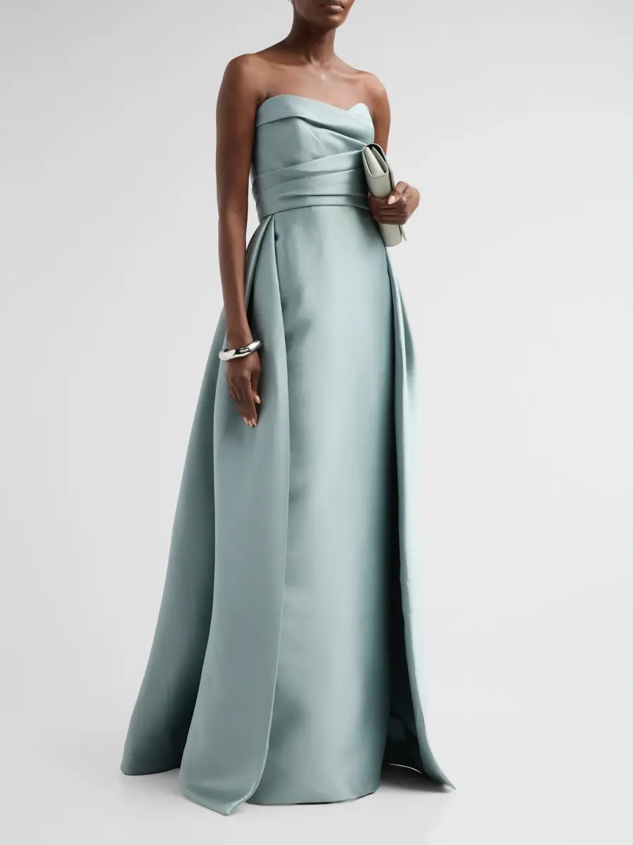 Amsale Women's Mikado Draped Column Gown | Thumbnail 4 Amsale Women's Mikado Draped Column Gown | Thumbnail 4
