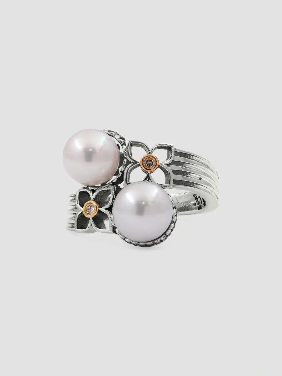 STEPHEN DWECK Women's Sterling Silver, 18K Yellow Gold, Cultured Freshwater Pearl & 0.03 TCW Diamond Bypass Ring | Thumbnail 2 STEPHEN DWECK Women's Sterling Silver, 18K Yellow Gold, Cultured Freshwater Pearl & 0.03 TCW Diamond Bypass Ring | Thumbnail 2