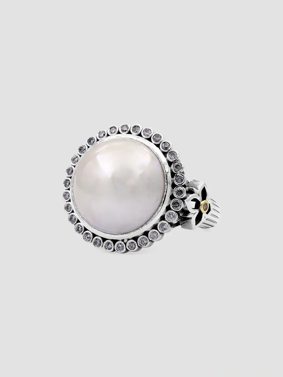 STEPHEN DWECK Women's Sterling Silver, 18K Yellow Gold, Cultured Freshwater Pearl & 0.32 TCW Diamond Ring | Thumbnail 2 STEPHEN DWECK Women's Sterling Silver, 18K Yellow Gold, Cultured Freshwater Pearl & 0.32 TCW Diamond Ring | Thumbnail 2