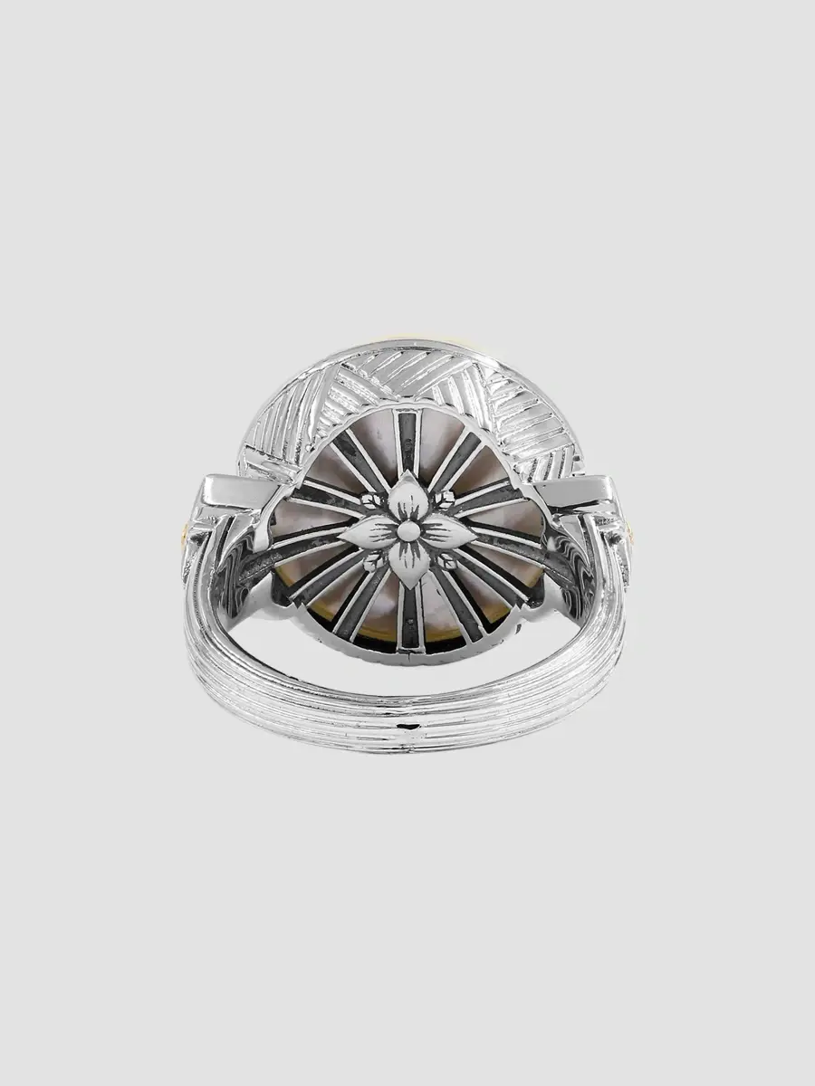 STEPHEN DWECK Women's Sterling Silver, 18K Yellow Gold, Mabé Cultured Freshwater Pearl & 0.02 TCW Diamond Statement Ring | Thumbnail 3 STEPHEN DWECK Women's Sterling Silver, 18K Yellow Gold, Mabé Cultured Freshwater Pearl & 0.02 TCW Diamond Statement Ring | Thumbnail 3