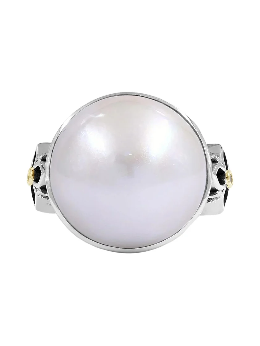 STEPHEN DWECK Women's Sterling Silver, 18K Yellow Gold, Mabé Cultured Freshwater Pearl & 0.02 TCW Diamond Statement Ring