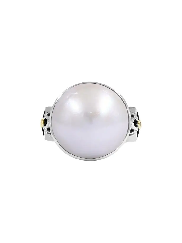 STEPHEN DWECK Women's Sterling Silver, 18K Yellow Gold, Mabé Cultured Freshwater Pearl & 0.02 TCW Diamond Statement Ring