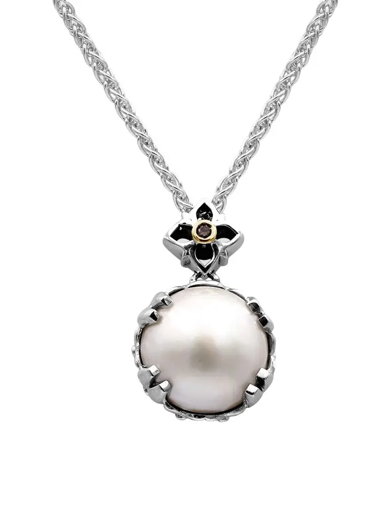 STEPHEN DWECK Women's Sterling Silver, 18K Yellow Gold, Mabé Cultured Freshwater Pearl & 0.01 TCW Diamond Pendant Necklace