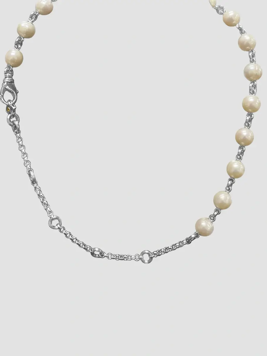 STEPHEN DWECK Women's Sterling Silver, Cultured Freshwater Pearl & 0.03 TCW Diamond Chain Necklace | Thumbnail 2 STEPHEN DWECK Women's Sterling Silver, Cultured Freshwater Pearl & 0.03 TCW Diamond Chain Necklace | Thumbnail 2