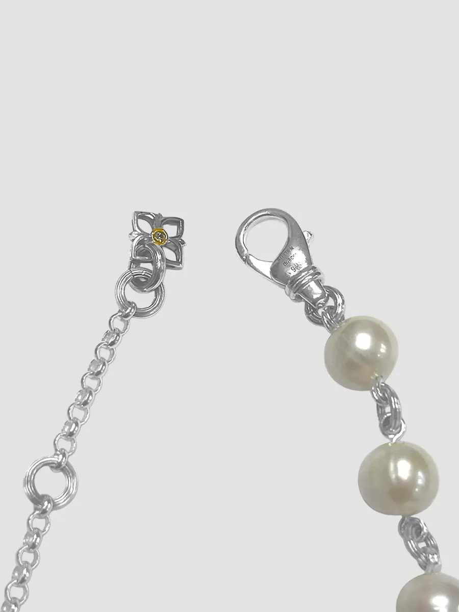STEPHEN DWECK Women's Sterling Silver, Cultured Freshwater Pearl & 0.03 TCW Diamond Chain Necklace | Thumbnail 3 STEPHEN DWECK Women's Sterling Silver, Cultured Freshwater Pearl & 0.03 TCW Diamond Chain Necklace | Thumbnail 3
