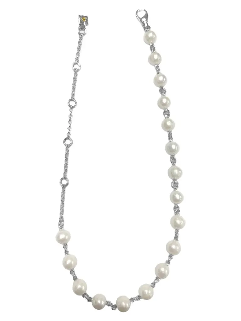 STEPHEN DWECK Women's Sterling Silver, Cultured Freshwater Pearl & 0.03 TCW Diamond Chain Necklace