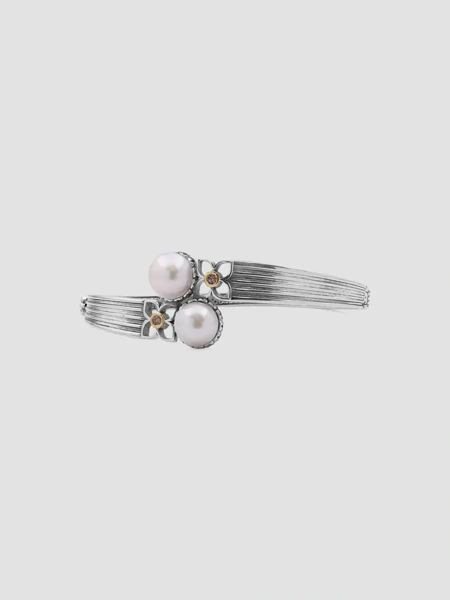 STEPHEN DWECK Women's Sterling Silver, 18K Yellow Gold, Cultured Freshwater Pearl & 0.06 TCW Diamond Bypass Bracelet | Thumbnail 2 STEPHEN DWECK Women's Sterling Silver, 18K Yellow Gold, Cultured Freshwater Pearl & 0.06 TCW Diamond Bypass Bracelet | Thumbnail 2