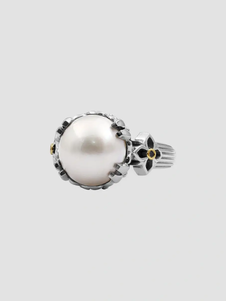 STEPHEN DWECK Women's Sterling Silver, 18K Yellow Gold, Cultured Freshwater Pearl & 0.02 TCW Diamond Ring | Thumbnail 2 STEPHEN DWECK Women's Sterling Silver, 18K Yellow Gold, Cultured Freshwater Pearl & 0.02 TCW Diamond Ring | Thumbnail 2