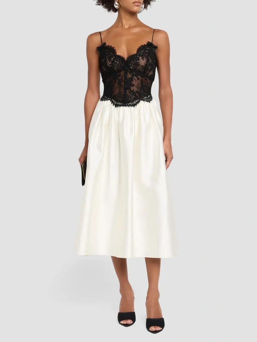 Self-Portrait Women's Lace Taffeta Midi Dress | Thumbnail 2 Self-Portrait Women's Lace Taffeta Midi Dress | Thumbnail 2