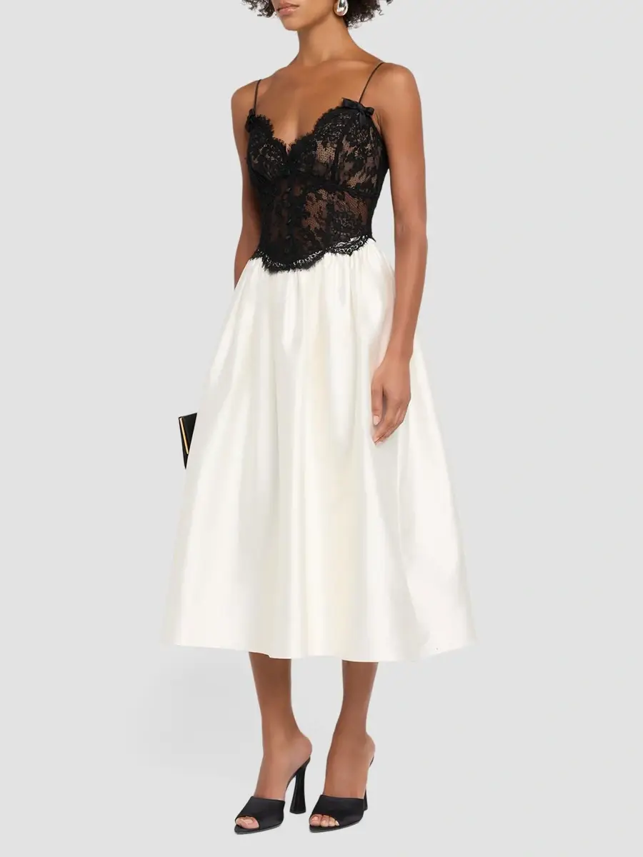 Self-Portrait Women's Lace Taffeta Midi Dress | Thumbnail 4 Self-Portrait Women's Lace Taffeta Midi Dress | Thumbnail 4