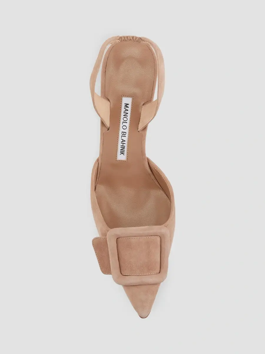 Manolo Blahnik Women's Maysli 70MM Suede Slingback Pumps | Thumbnail 3 Manolo Blahnik Women's Maysli 70MM Suede Slingback Pumps | Thumbnail 3