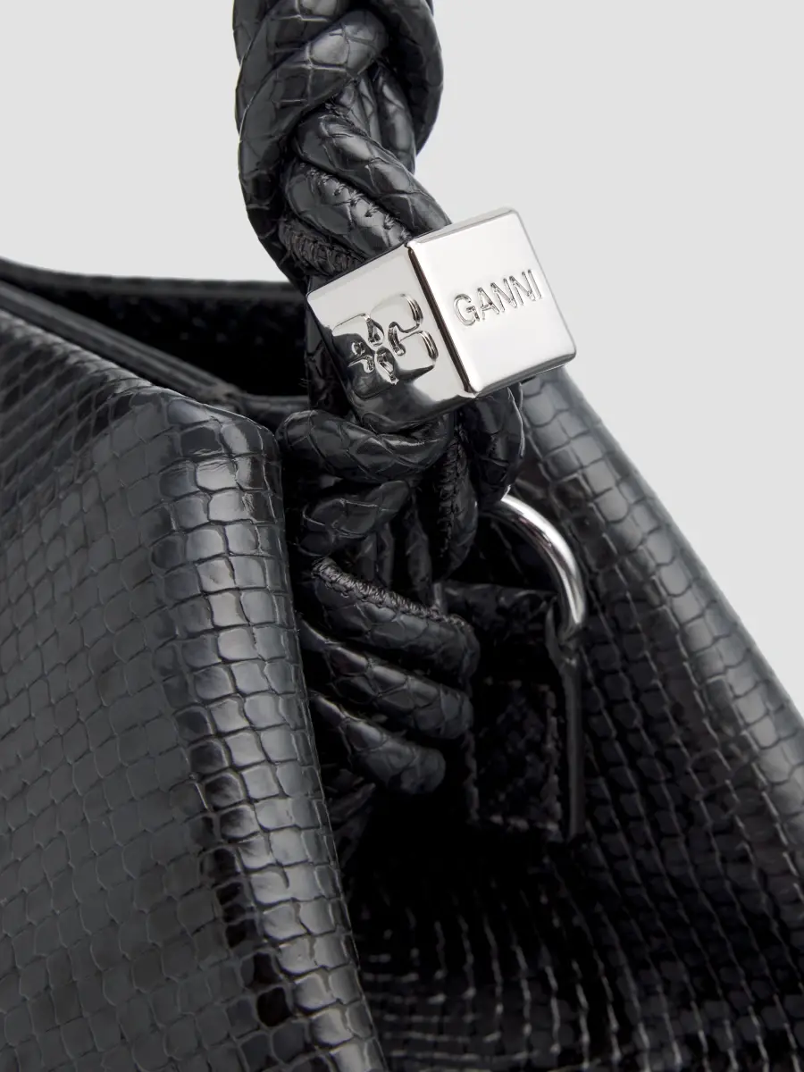 Ganni Women's Bou Bou Small Snakeskin-Embossed Leather Top Handle Bag | Thumbnail 6