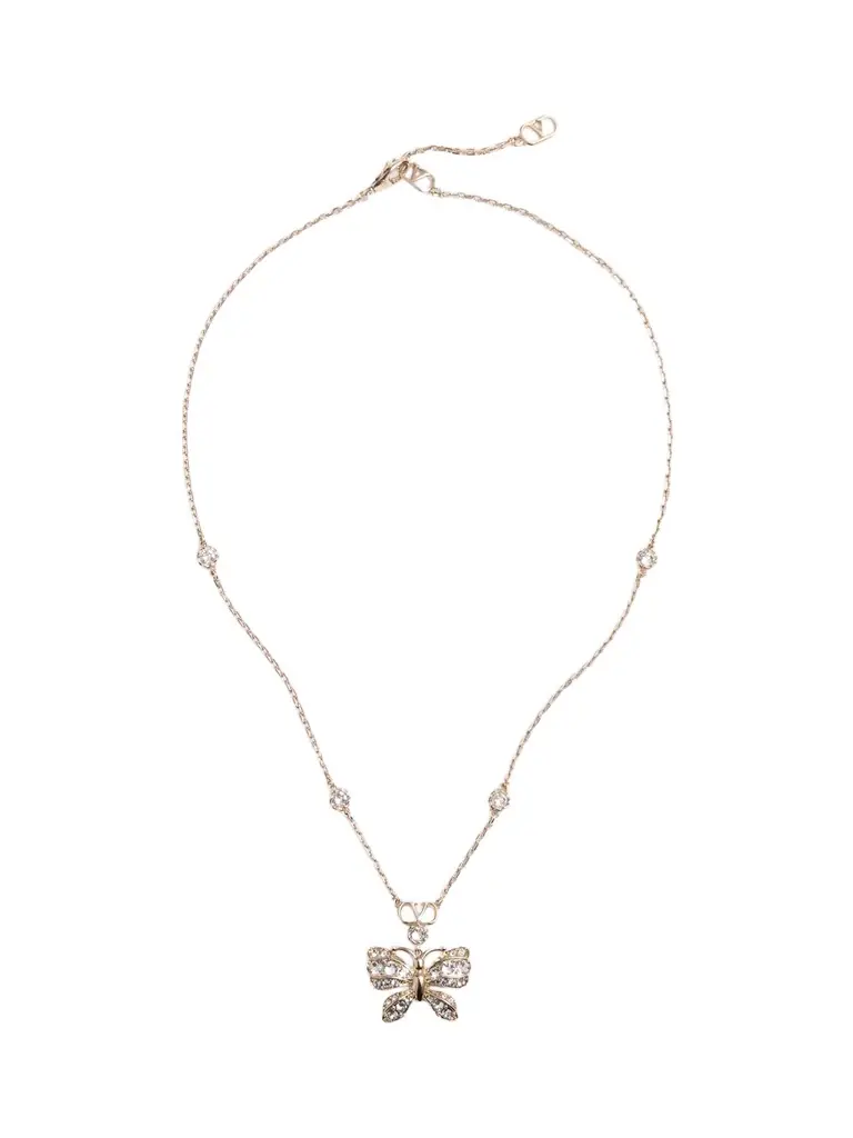 Valentino Women's Flutterby Metal and Swarovski Crystals Necklace