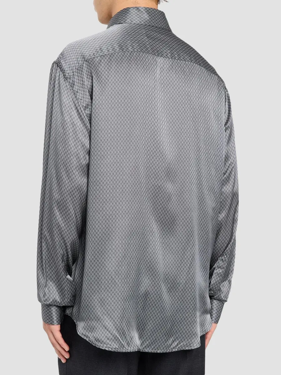 Giorgio Armani Men's Chevron Silk Classic Shirt | Thumbnail 3 Giorgio Armani Men's Chevron Silk Classic Shirt | Thumbnail 3