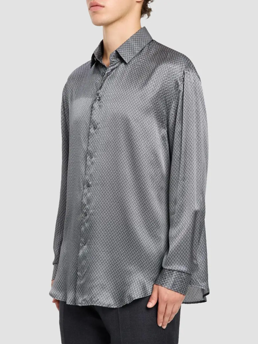 Giorgio Armani Men's Chevron Silk Classic Shirt | Thumbnail 4 Giorgio Armani Men's Chevron Silk Classic Shirt | Thumbnail 4