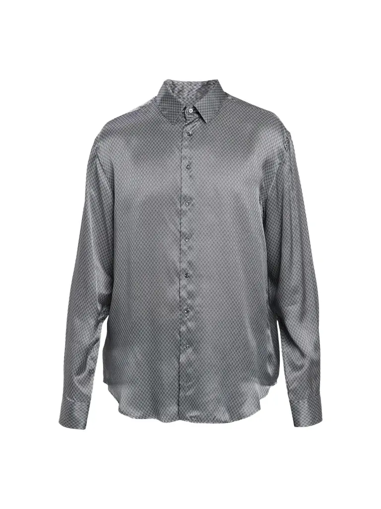 Giorgio Armani Men's Chevron Silk Classic Shirt
