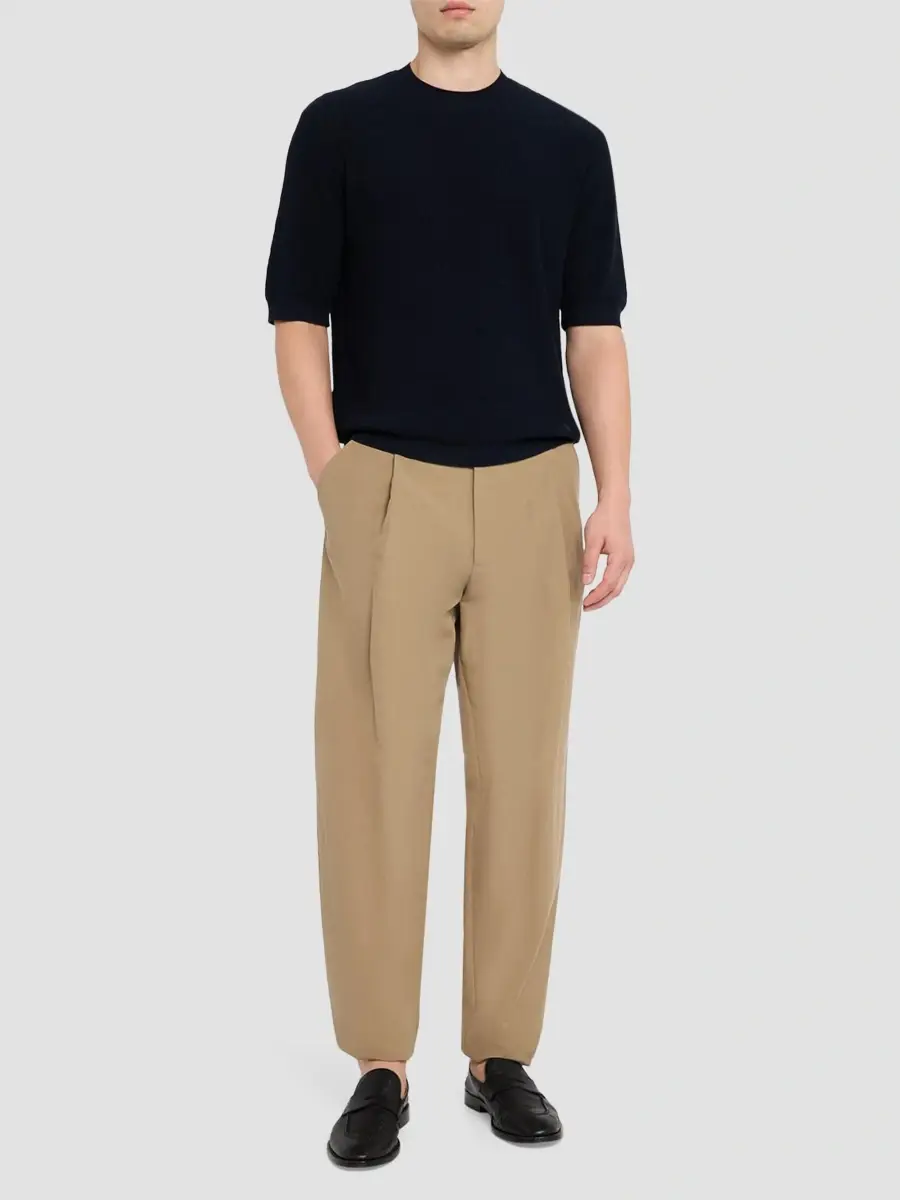 Emporio Armani Men's Tonal Wave Cotton Short-Sleeve Sweater | Thumbnail 2 Emporio Armani Men's Tonal Wave Cotton Short-Sleeve Sweater | Thumbnail 2
