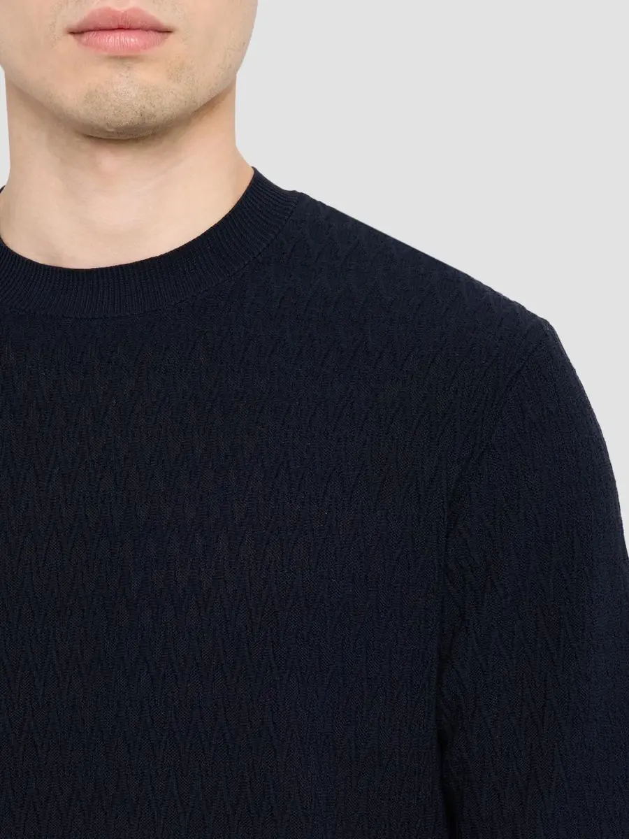 Emporio Armani Men's Tonal Wave Cotton Short-Sleeve Sweater | Thumbnail 5 Emporio Armani Men's Tonal Wave Cotton Short-Sleeve Sweater | Thumbnail 5