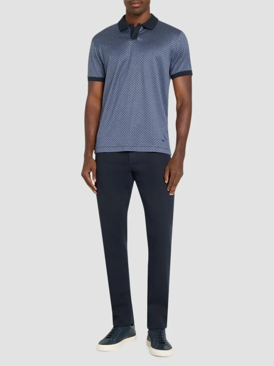 Emporio Armani Men's Stacked Zigzag Polo Shirt | Thumbnail 2 Emporio Armani Men's Stacked Zigzag Polo Shirt | Thumbnail 2