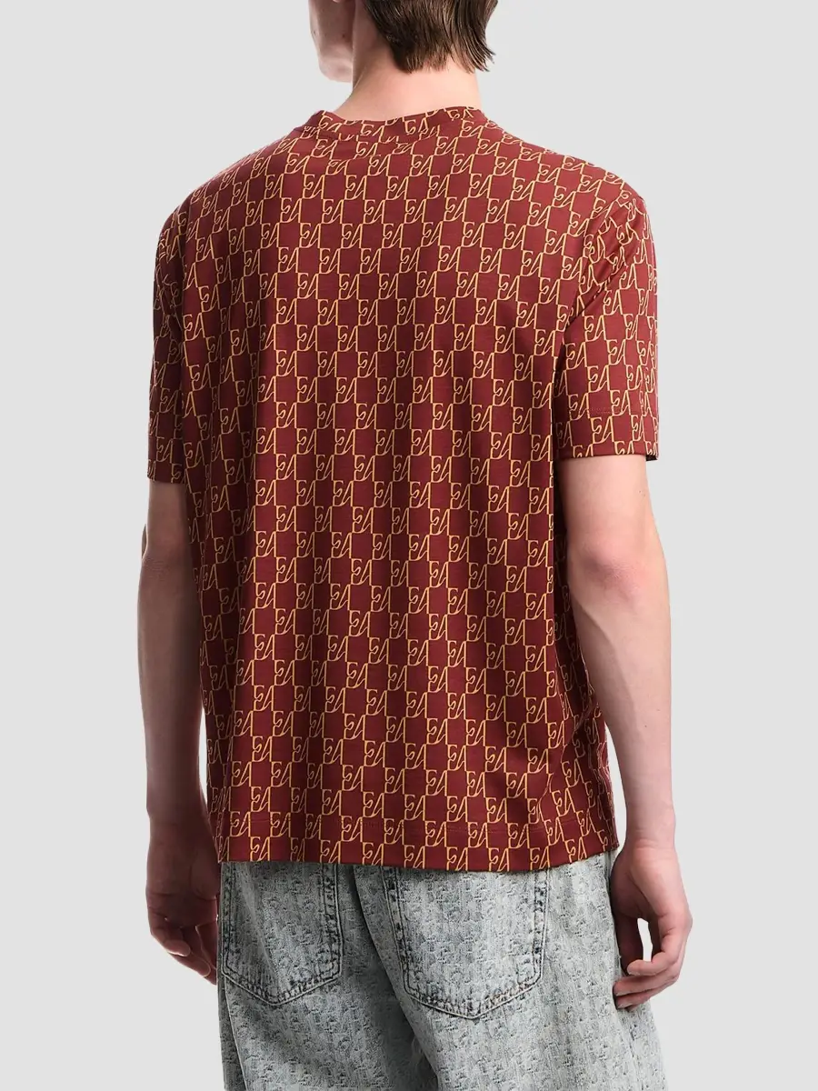 Emporio Armani Men's Monogram Logo Crewneck T-Shirt | Thumbnail 3 Emporio Armani Men's Monogram Logo Crewneck T-Shirt | Thumbnail 3