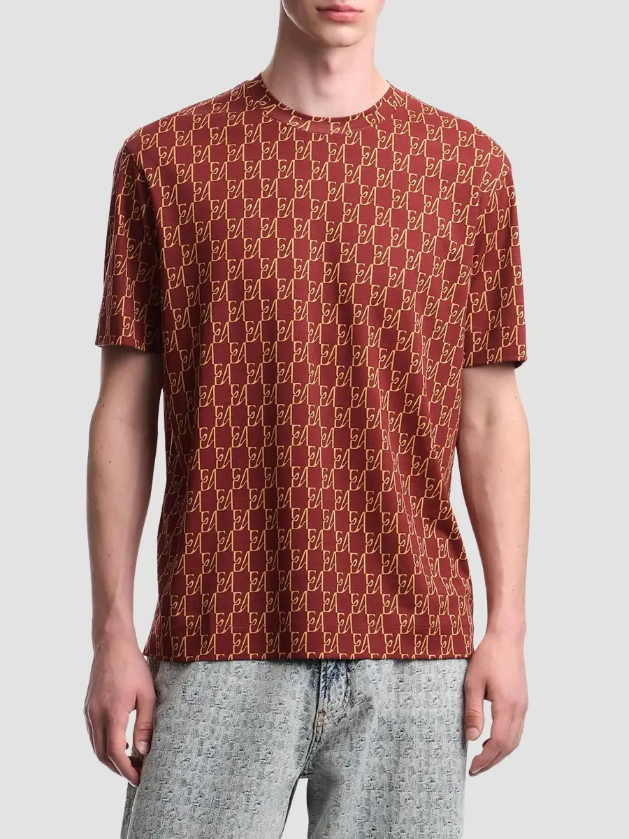 Emporio Armani Men's Monogram Logo Crewneck T-Shirt | Thumbnail 4 Emporio Armani Men's Monogram Logo Crewneck T-Shirt | Thumbnail 4
