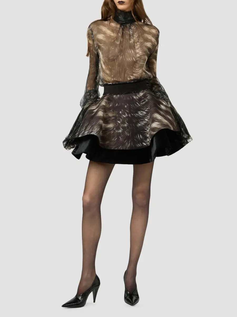 Roberto Cavalli Women's Printed Sheer Silk Blouse | Thumbnail 2 Roberto Cavalli Women's Printed Sheer Silk Blouse | Thumbnail 2