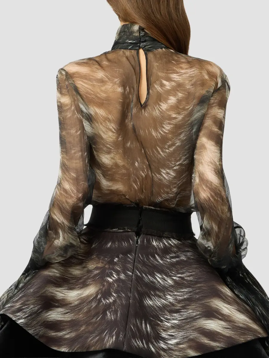 Roberto Cavalli Women's Printed Sheer Silk Blouse | Thumbnail 3 Roberto Cavalli Women's Printed Sheer Silk Blouse | Thumbnail 3