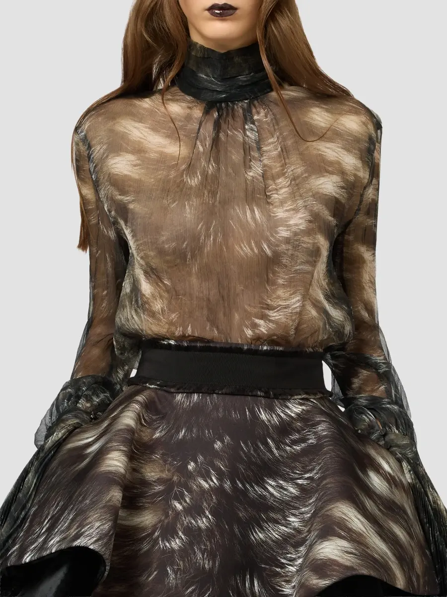 Roberto Cavalli Women's Printed Sheer Silk Blouse | Thumbnail 4 Roberto Cavalli Women's Printed Sheer Silk Blouse | Thumbnail 4