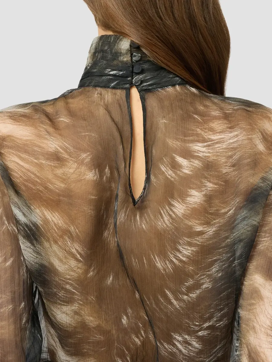 Roberto Cavalli Women's Printed Sheer Silk Blouse | Thumbnail 6 Roberto Cavalli Women's Printed Sheer Silk Blouse | Thumbnail 6