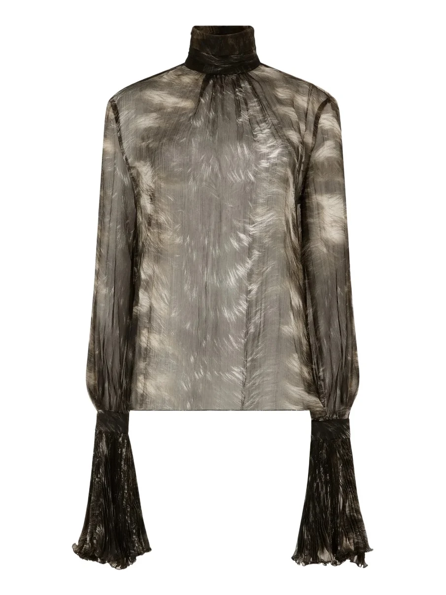 Women's Printed Sheer Silk Blouse Women's Printed Sheer Silk Blouse