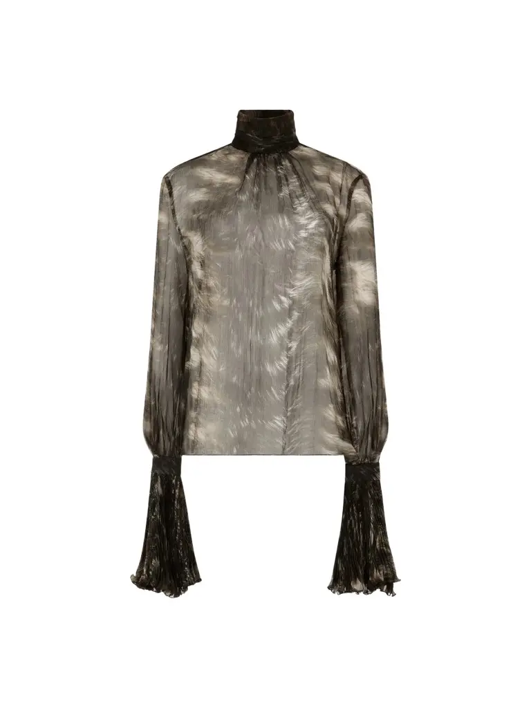 Roberto Cavalli Women's Printed Sheer Silk Blouse