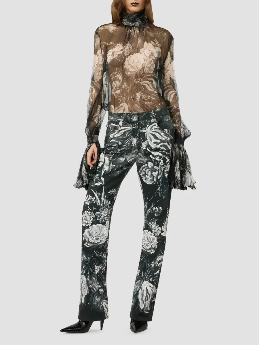 Roberto Cavalli Women's Floral Low-Rise Straight-Leg Jeans | Thumbnail 2 Roberto Cavalli Women's Floral Low-Rise Straight-Leg Jeans | Thumbnail 2