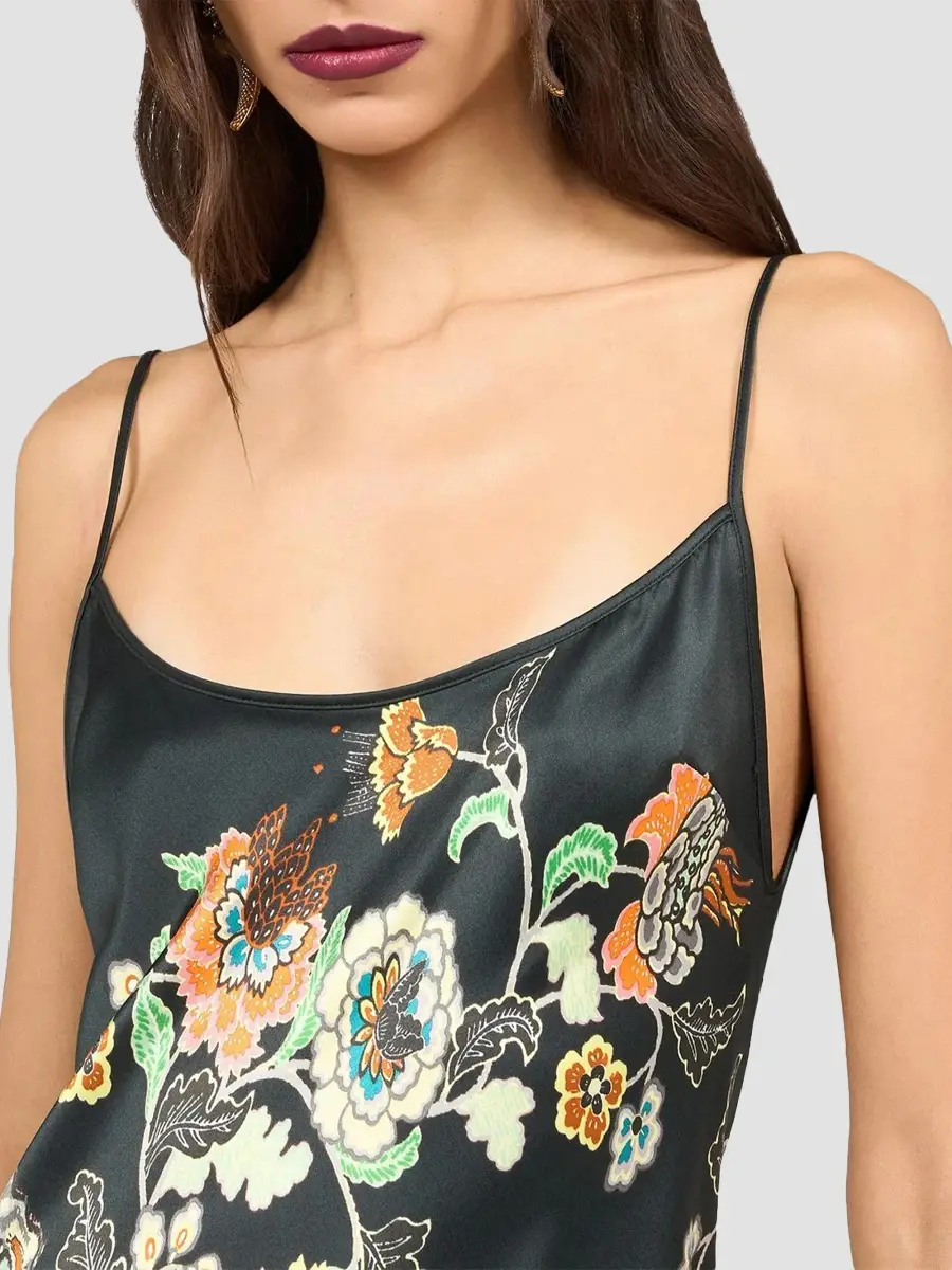 Roberto Cavalli Women's Floral Colorblocked Silk Slip Gown | Thumbnail 4 Roberto Cavalli Women's Floral Colorblocked Silk Slip Gown | Thumbnail 4