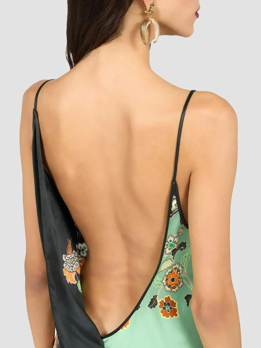 Roberto Cavalli Women's Floral Colorblocked Silk Slip Gown | Thumbnail 5 Roberto Cavalli Women's Floral Colorblocked Silk Slip Gown | Thumbnail 5