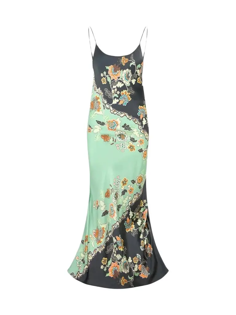 Roberto Cavalli Women's Floral Colorblocked Silk Slip Gown