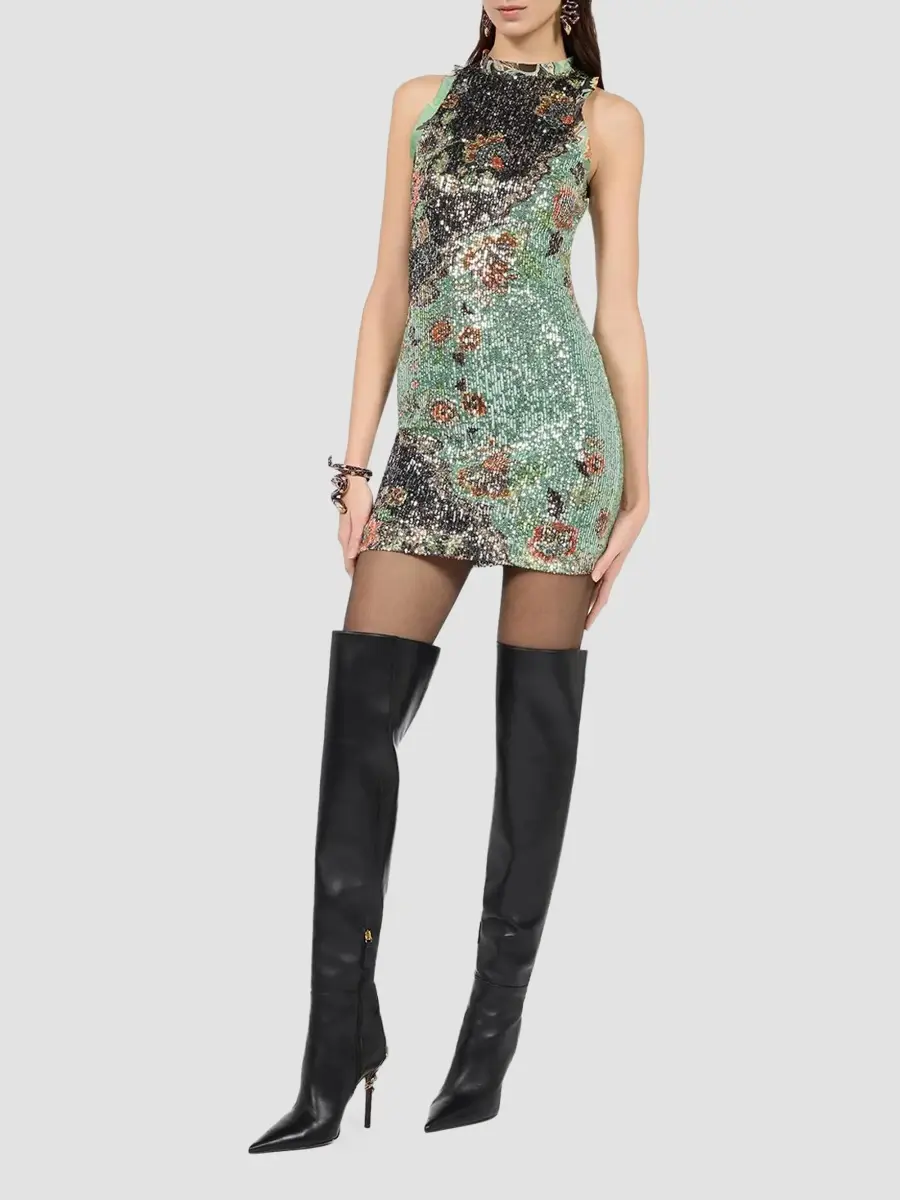 Roberto Cavalli Women's Sequined Floral Colorblocked Mini Dress | Thumbnail 2 Roberto Cavalli Women's Sequined Floral Colorblocked Mini Dress | Thumbnail 2