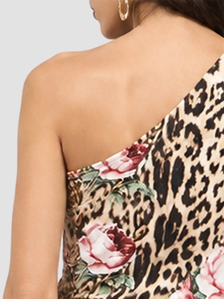 Roberto Cavalli Women's Floral Cheetah-Print One-Sleeve Blouse | Thumbnail 6 Roberto Cavalli Women's Floral Cheetah-Print One-Sleeve Blouse | Thumbnail 6