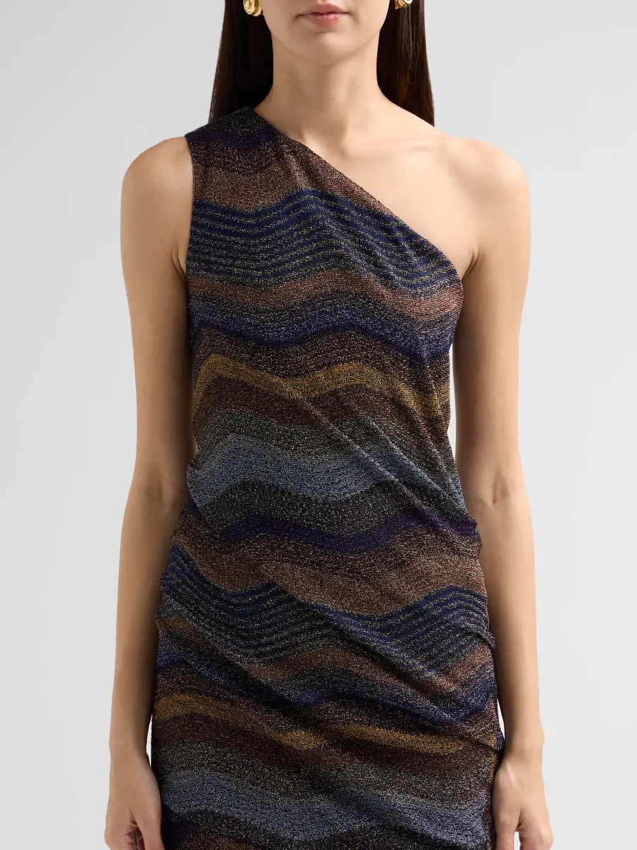 Missoni Women's Wave Lamé Knit One-Shoulder Mini Dress | Thumbnail 5