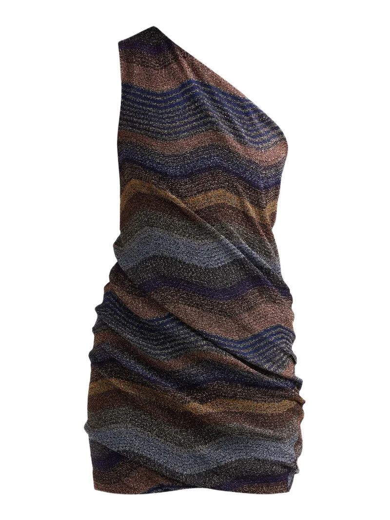 Missoni Women's Wave Lamé Knit One-Shoulder Mini Dress