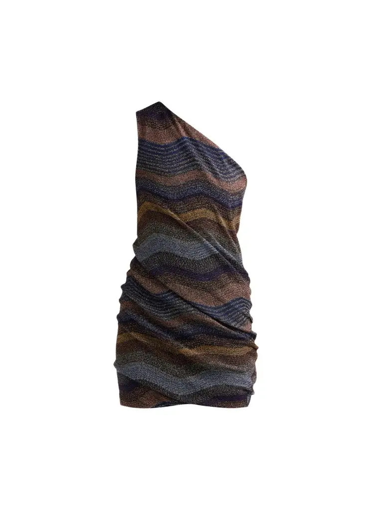 Missoni Women's Wave Lamé Knit One-Shoulder Mini Dress