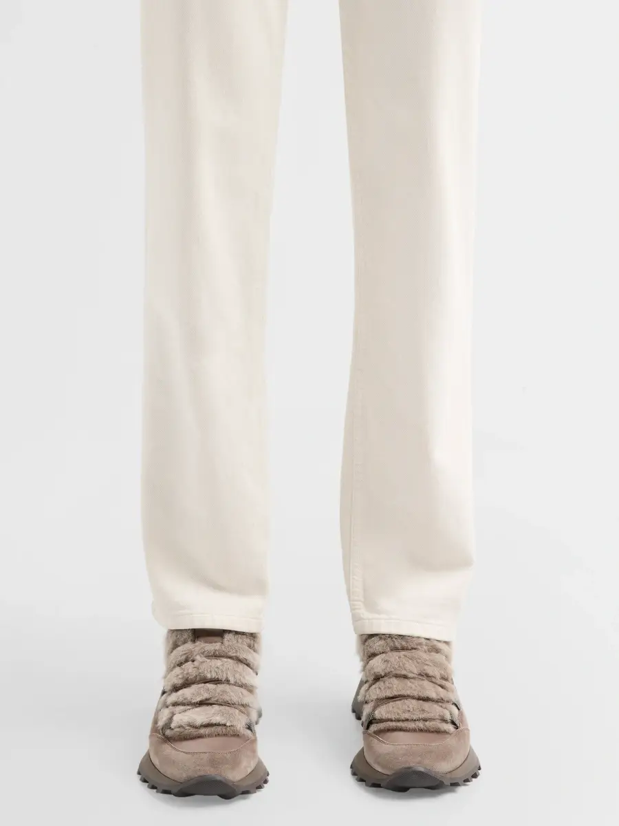 Brunello Cucinelli Women's Suede Shearling Low-Top Sneakers | Thumbnail 2 Brunello Cucinelli Women's Suede Shearling Low-Top Sneakers | Thumbnail 2