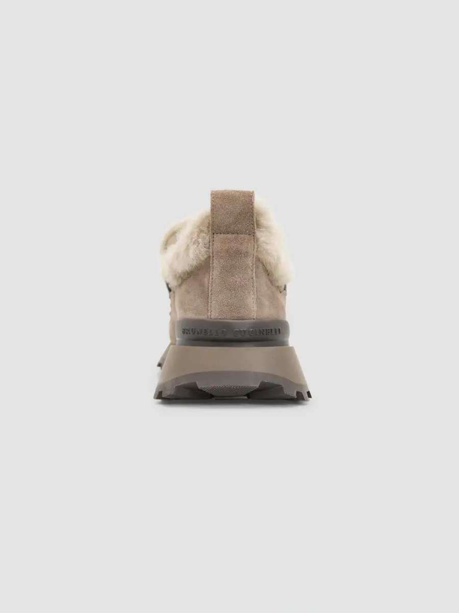 Brunello Cucinelli Women's Suede Shearling Low-Top Sneakers | Thumbnail 5 Brunello Cucinelli Women's Suede Shearling Low-Top Sneakers | Thumbnail 5