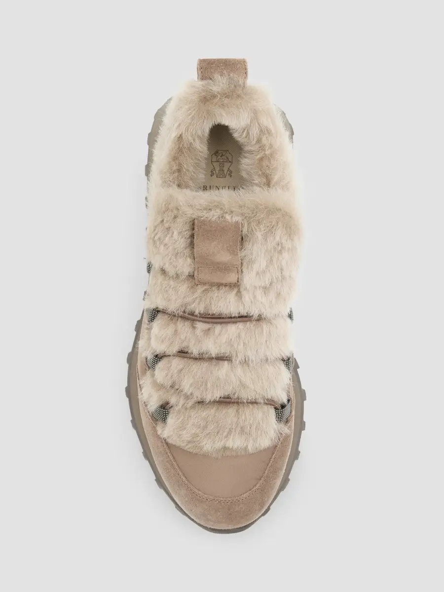 Brunello Cucinelli Women's Suede Shearling Low-Top Sneakers | Thumbnail 6 Brunello Cucinelli Women's Suede Shearling Low-Top Sneakers | Thumbnail 6