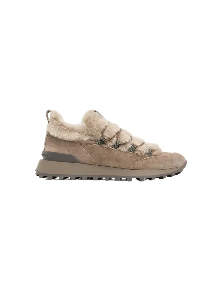 Women's Suede Shearling Low-Top Sneakers Women's Suede Shearling Low-Top Sneakers