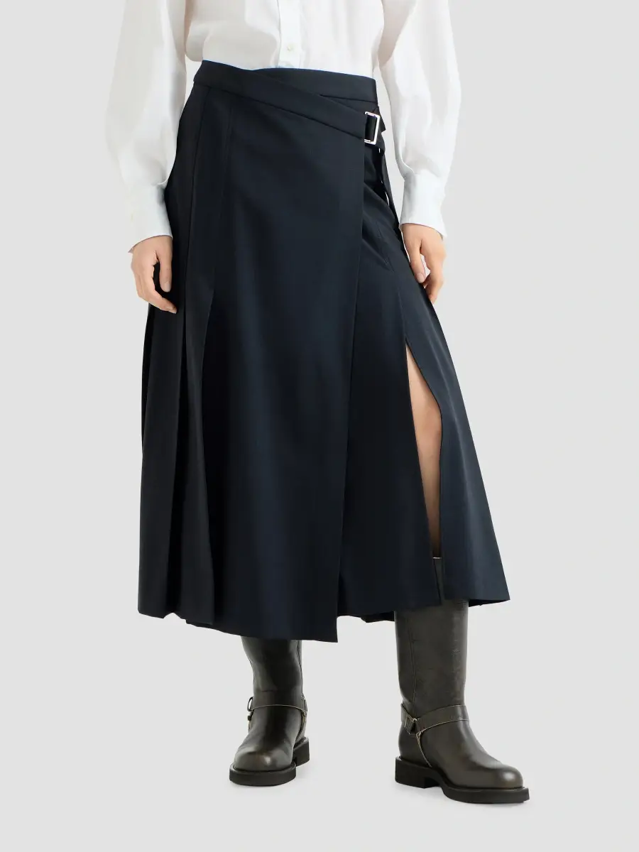 Brunello Cucinelli Women's Tropical Luxury Wool Kilt Skirt | Thumbnail 2 Brunello Cucinelli Women's Tropical Luxury Wool Kilt Skirt | Thumbnail 2