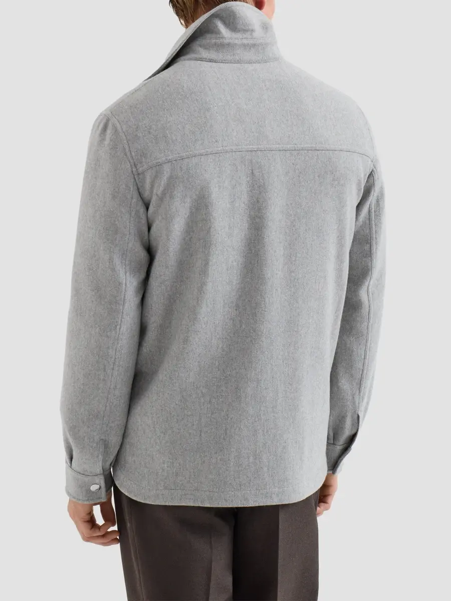 Brunello Cucinelli Men's Cashmere Shirt-Style Outerwear Jacket | Thumbnail 4