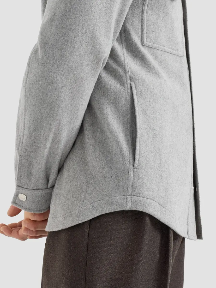 Brunello Cucinelli Men's Cashmere Shirt-Style Outerwear Jacket | Thumbnail 6