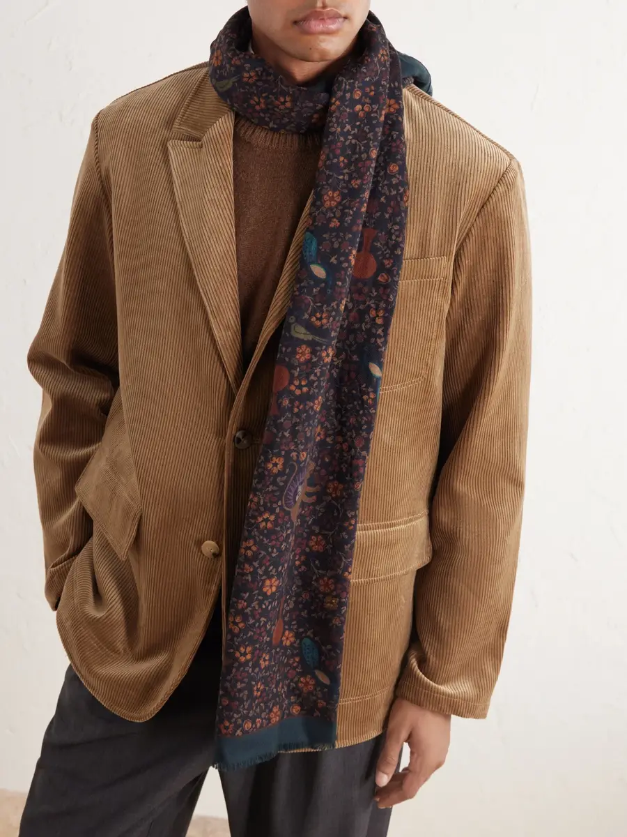 De Bonne Facture Printed Wool-Twill Scarf - Men | Thumbnail 2 De Bonne Facture Printed Wool-Twill Scarf - Men | Thumbnail 2