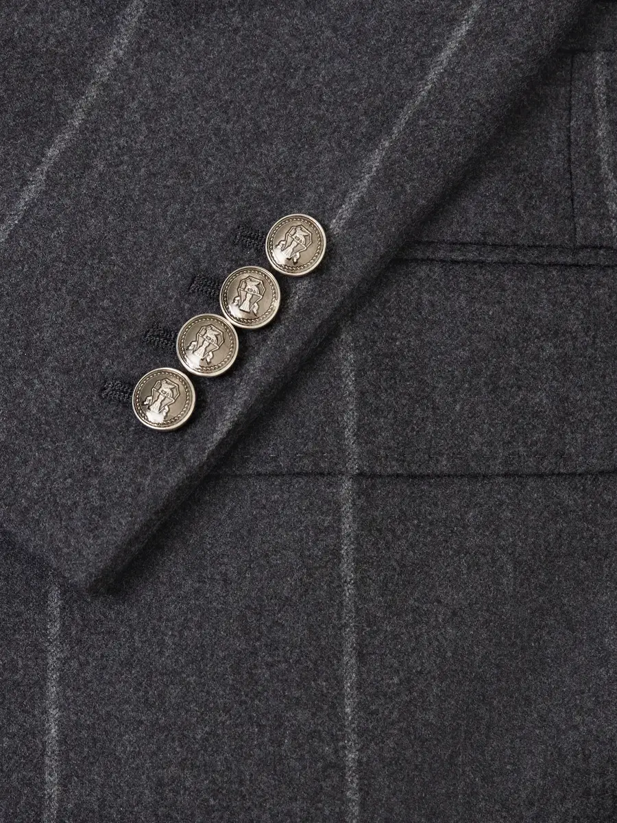 Brunello Cucinelli Double-Breasted Pinstriped Wool, Cashmere and Silk-Blend Flannel Suit Jacket - Men | Thumbnail 6 Brunello Cucinelli Double-Breasted Pinstriped Wool, Cashmere and Silk-Blend Flannel Suit Jacket - Men | Thumbnail 6